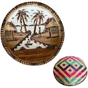 Hand Woven African Tribal Banana Lead Basket Bowl Hand Crafted